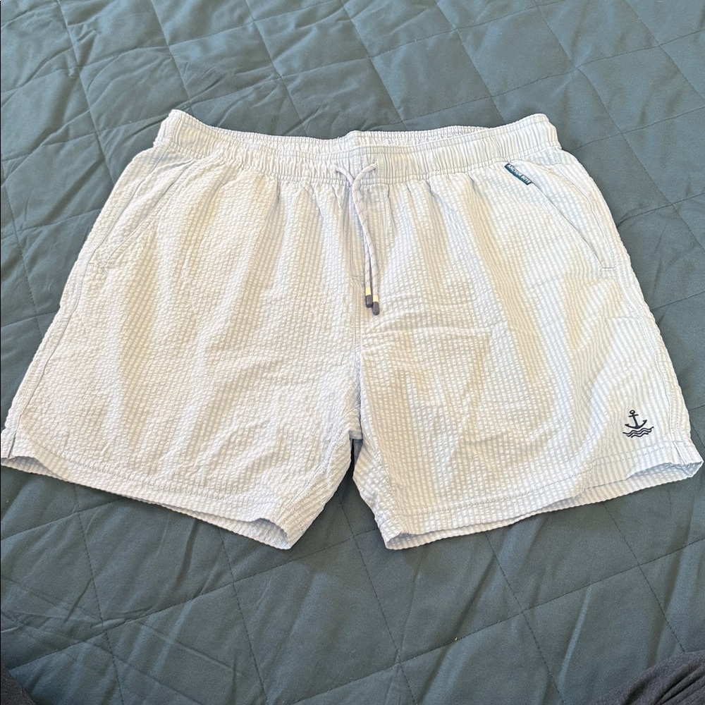 Anchor Boys Blue striped Volley shorts with built in liner